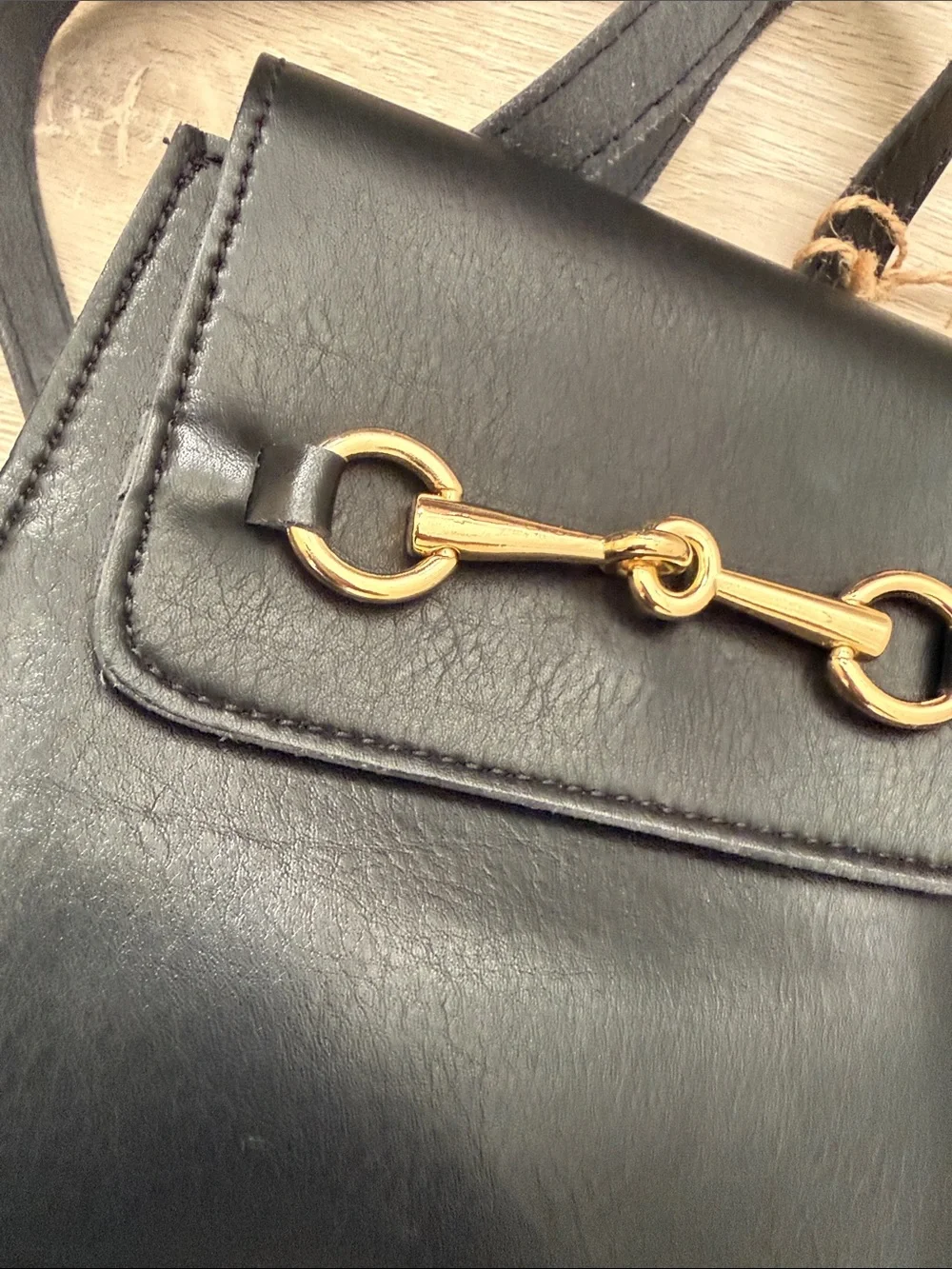Brandy Melville Mini Backpack with Gold Horsebit Detail